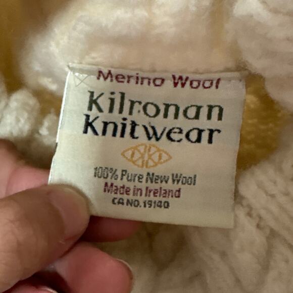 Kilronan Womens Large Knit 100% Merino Wool Ireland Wool Cardigan Shawl Chunky - Picture 6 of 9